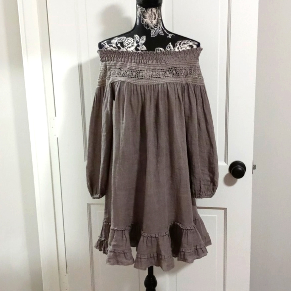🖤Lin Nature🖤 - Gray/Taupe Linen Peasant Dress